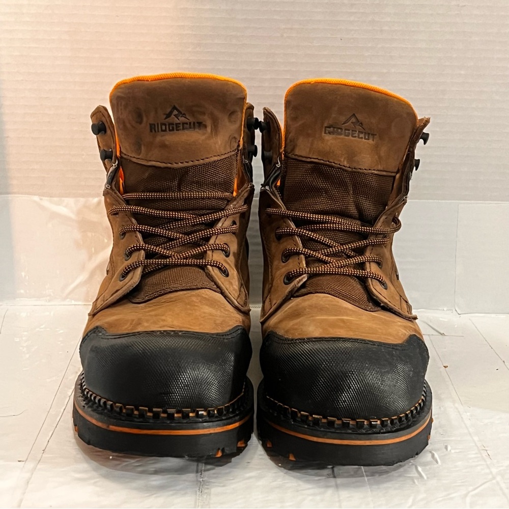 Ridgecut  Toughwear Mens Brown Leather 8” Steel Toe Waterproof Work Boots 10.5 M